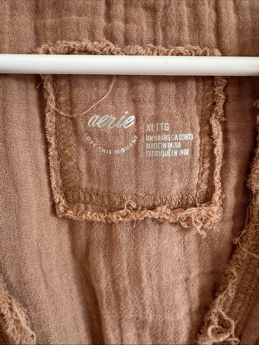 aerie lightweight gauze swim coverup in blush tan - Picture 3 of 5
